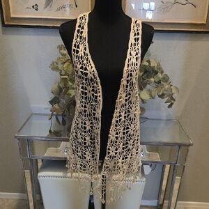 Elegant Beige Crochet Vest